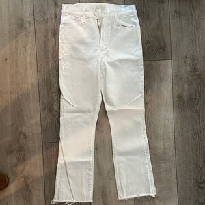 MOTHER Cream Ankle Fray Jeans